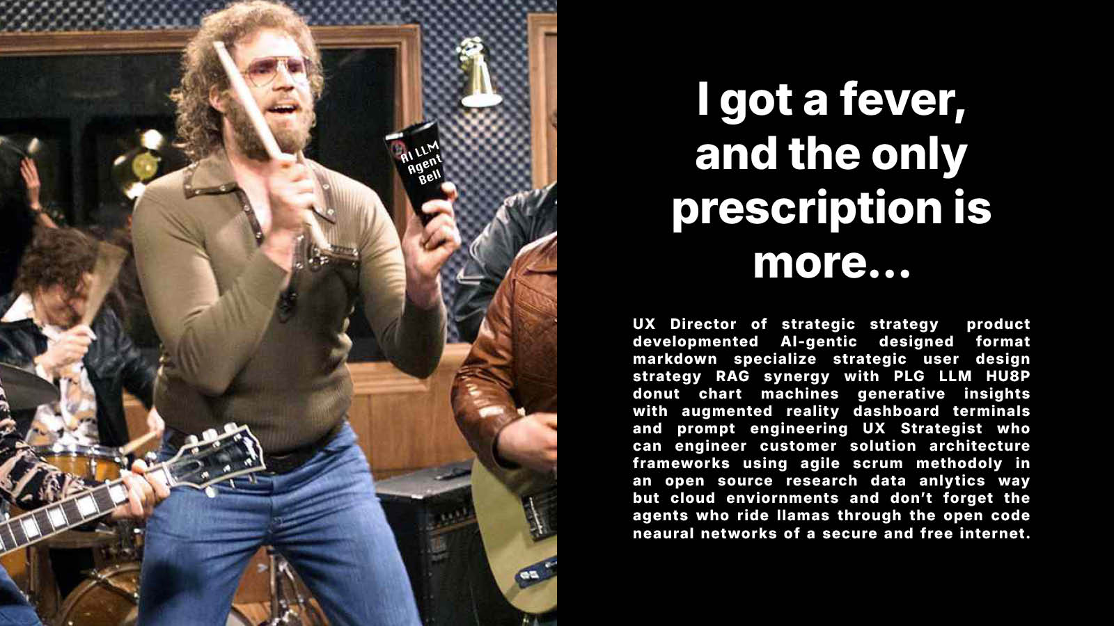 Cowbell meme about UX and AI buzzwords