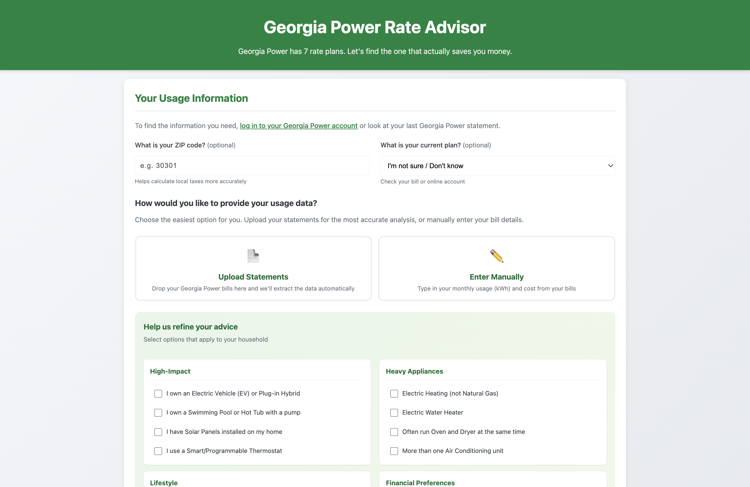 Georgia Power Rate Advisor Solution